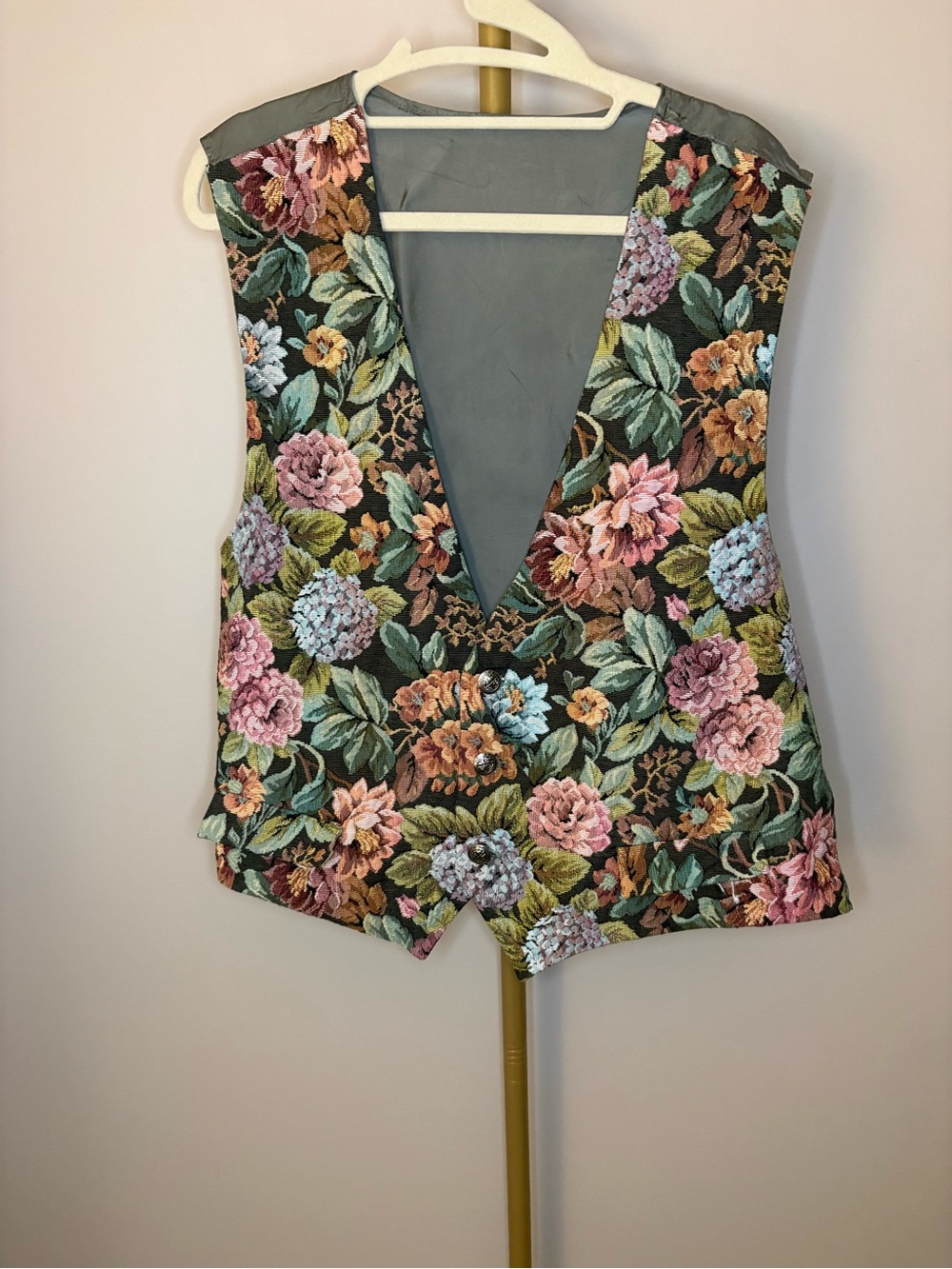Vintage 90’s Floral Brocade V-Neck Vest - Multicolor